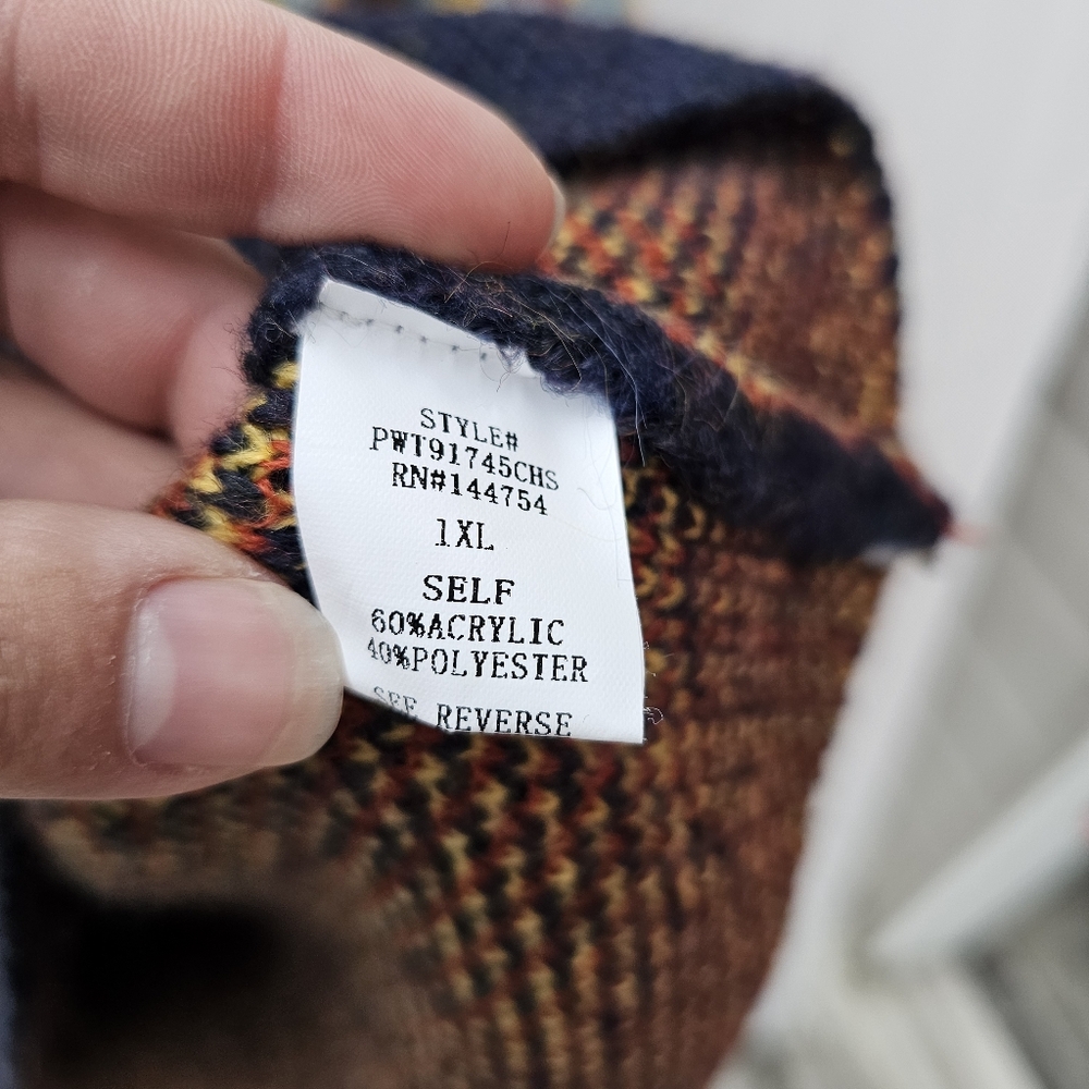 Chicsoul Leopard Patterned Sweater - Blue/Yellow/Rust 1XL - Picture 4 of 5